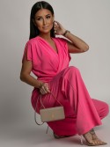 Elegant wide-leg jumpsuit, dark pink AZR2380781